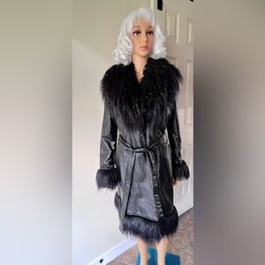 Lip Service Black Pleather mid-length coat